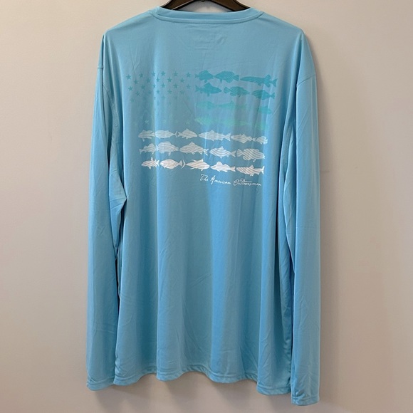 The American Outdoorsman UPF 50 Men's Fish US Flag Graphic Shirt. Men’s XXL - Picture 2 of 13
